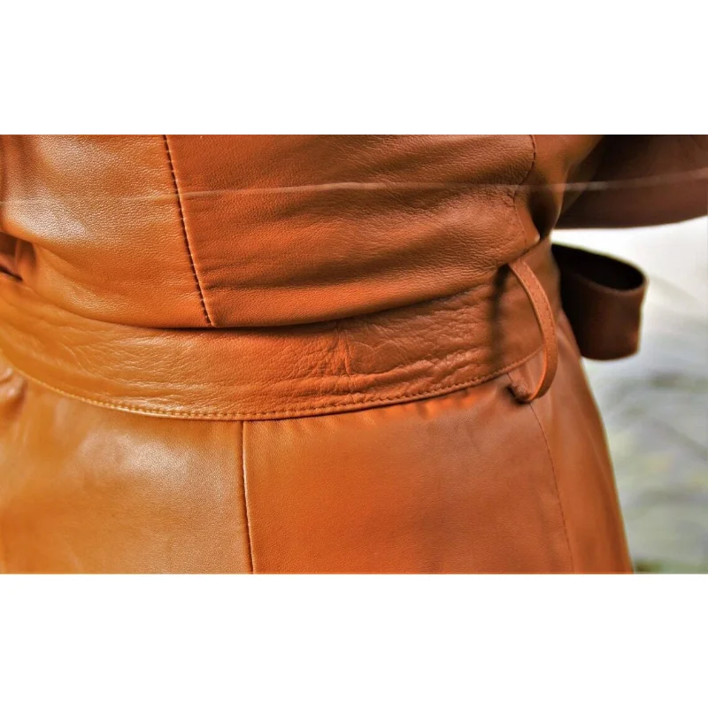 Summer Women Dress Genuine Lambskin Leather Slip Dress New Handmade Tan Dress