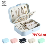 7pcslot travel jewelry box double organizer leather packaging storage jewelry casket earring ring jewellery organizer wholesale