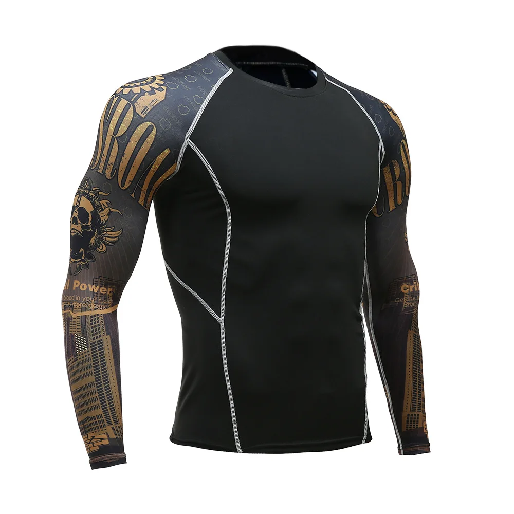 

Men's Sun Protection Shirt Long Sleeve T Shirt Fitness Top Compression Sportswear rashgarda MMA Bodybuilding T-Shirt 4XL