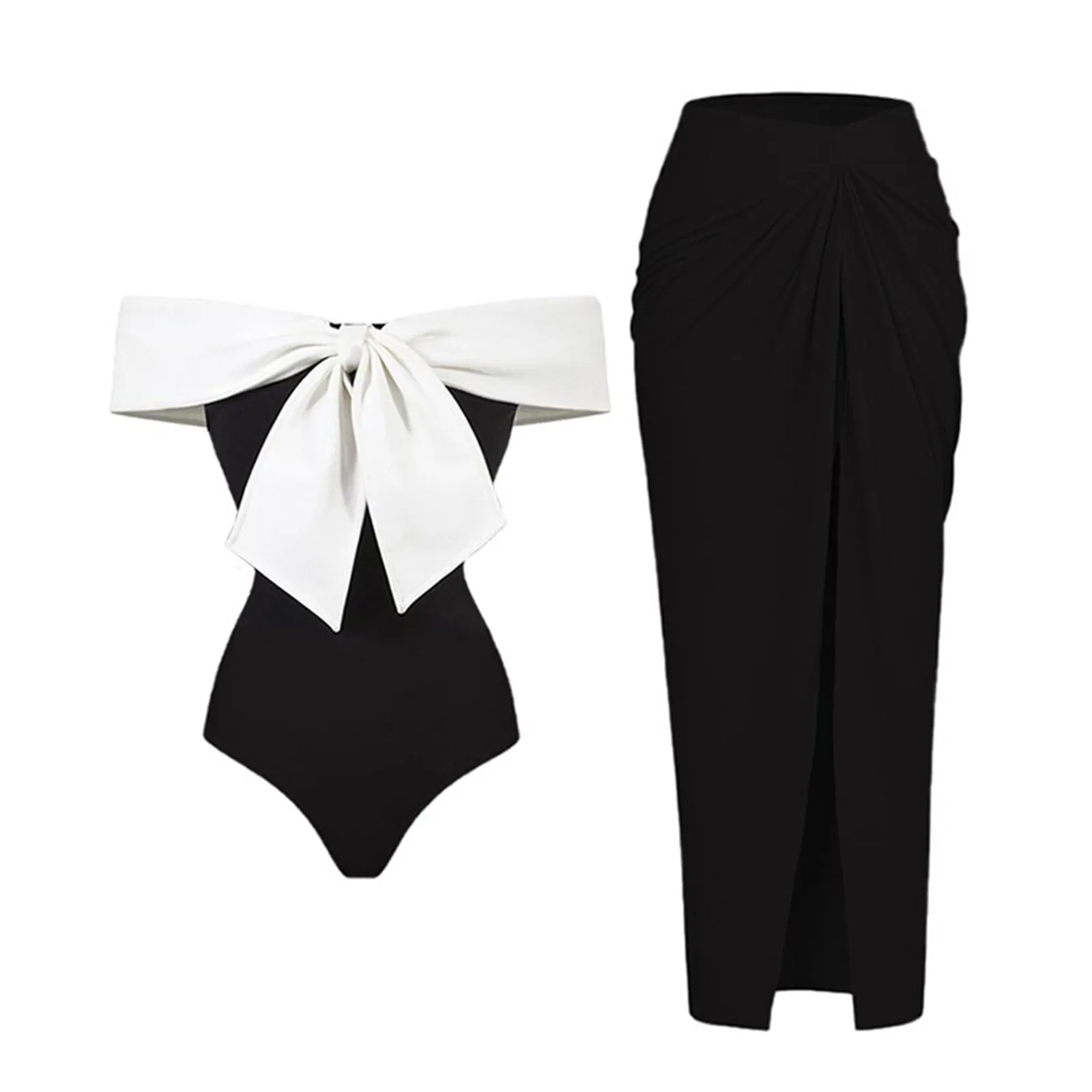 

Женский винтажный однотонный купальник-монокини с бантом