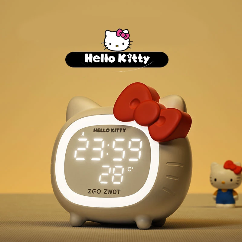 Sanrio Hello Kitty Kawaii Children's Alarm Clock Anime Students Bluetooth Only Speaker Multi-Function Night Light Lighting Gift