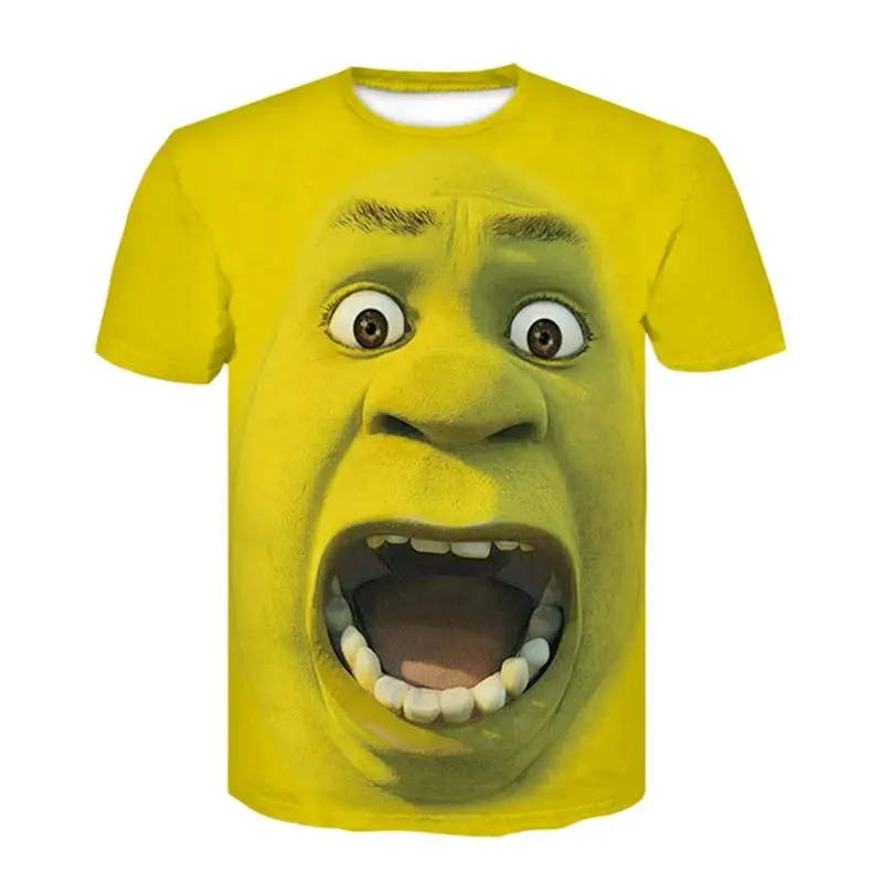 2022 Men's Breathable New Summer Shrek 3d Printing Funny T-shirts Fashion Round Neck Hip Hop Short-sleeve Oversized Tops 6XL