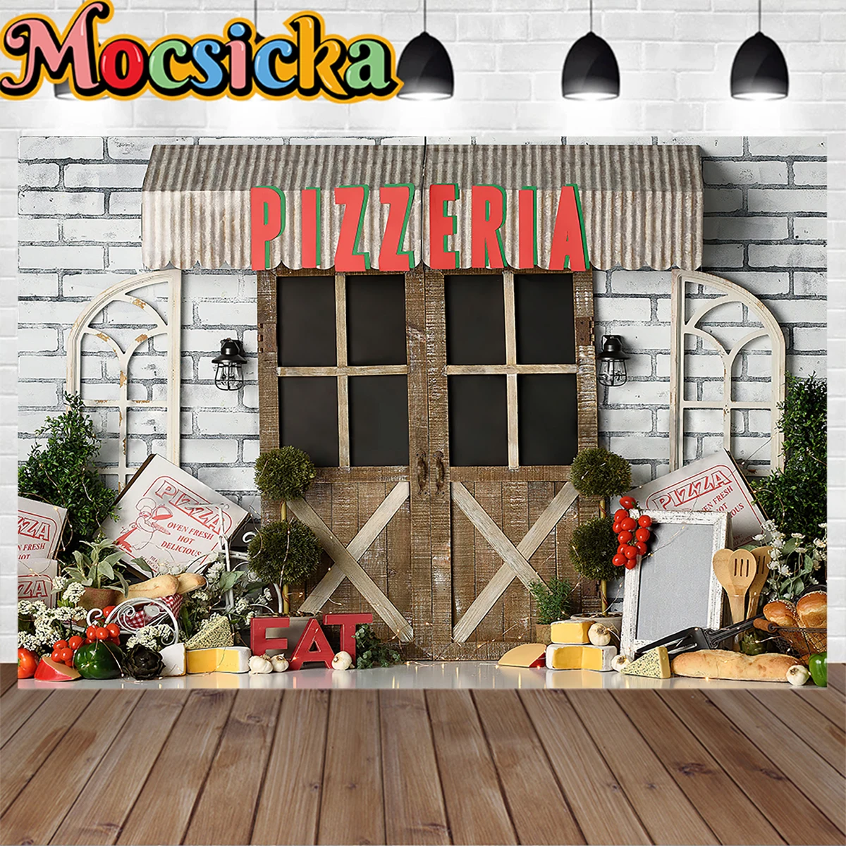 

Mocsicka Pizzeria Shop Poster Background Baby Cake Smash Bread Vegetable Decoration Photography Backdrop Newborn Studio Photo