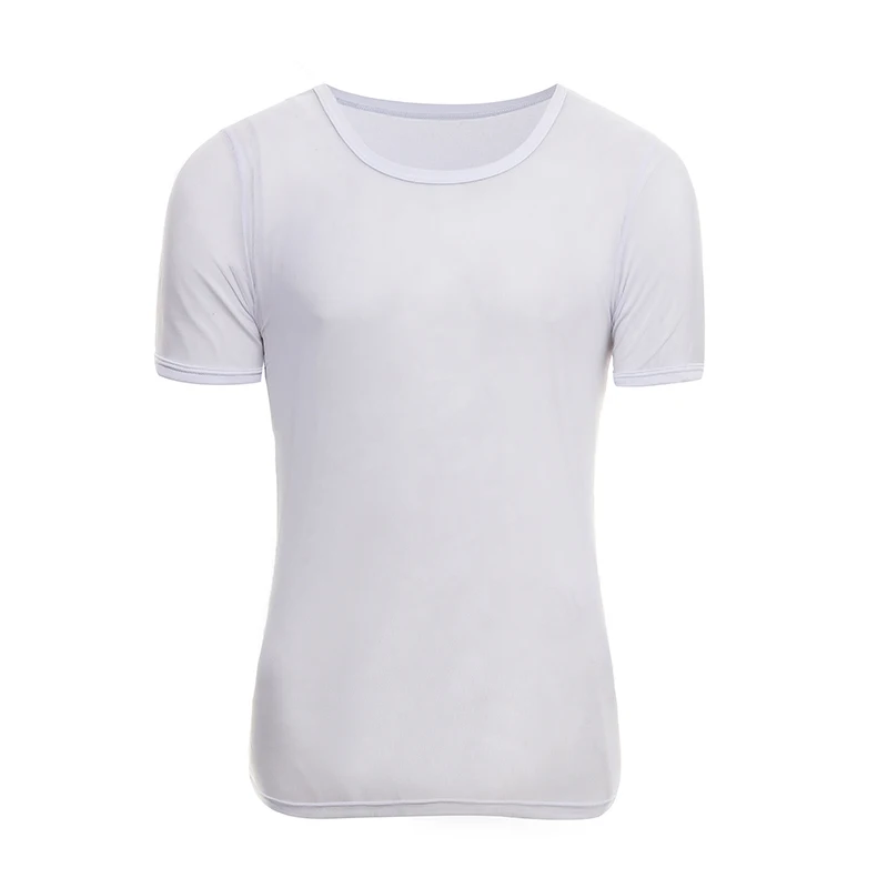 Мужская Просвечивающая нижняя рубашка голубая сетчатая Базовая с круглым