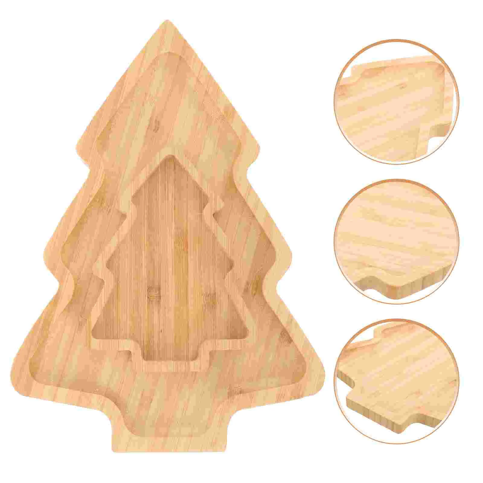 

2pcs Wooden Sushi Serving Platters Japanese Sashimi Plates Xmas Tree Shape Platter Sushi Trays