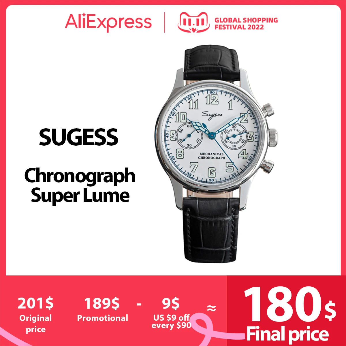Продажа Часы-пилот ВВС Sugess 1963, эмалированный циферблат, наручные часы 40 мм, хронограф, чехол для Sea-Gull ST1901, движение панды, Ретро мода