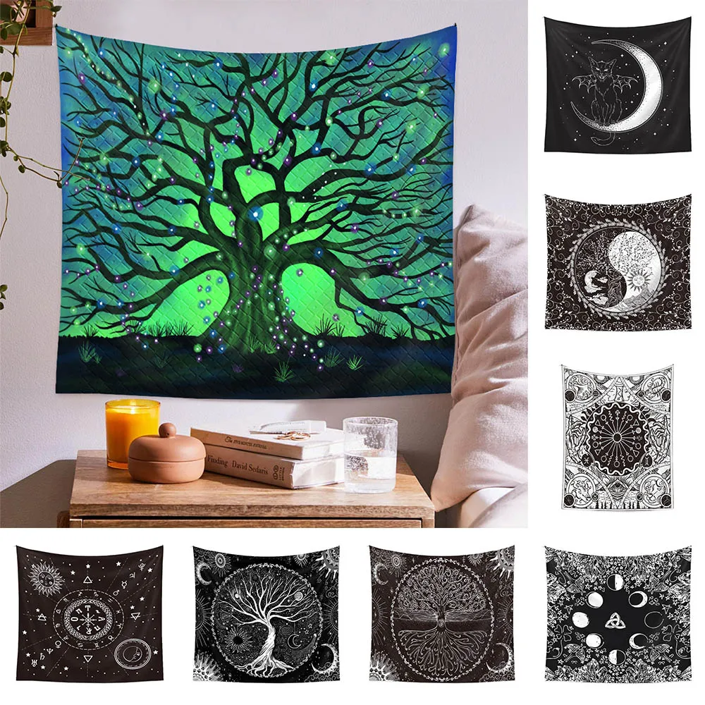 

Psychedelic Tree Tapestry Wall Hanging Tarot Hippie Wall Decoration Mysterious Divination Witchcraft Wall Rugs Home Decor
