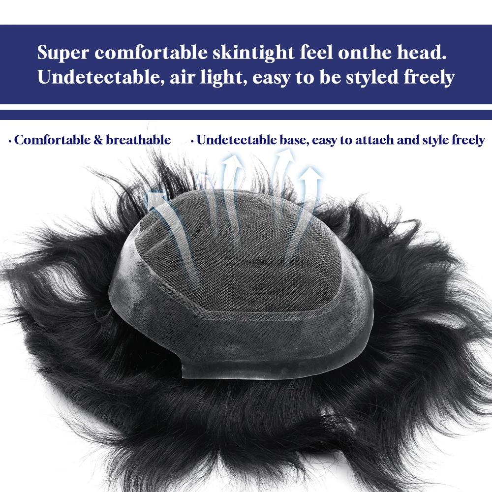 Australia Men Toupee Capillary Prothesis Hair Piece For Men Hair Replacement System Men's Wig Lace and PU Breathable Toupee (art.: 3920d2bf91cae) - 3920d2bf91cae