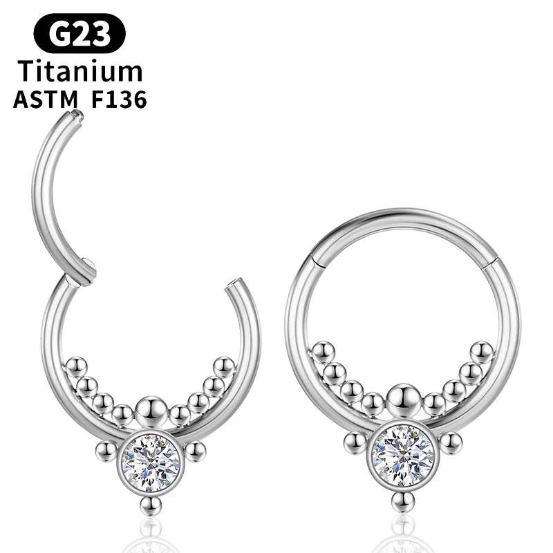 

1PC piercing Crystal cartilage sexy earrings Titanium Helix septum G23 clicker nose ring Tragus Labret Nose stud Body Jewelry