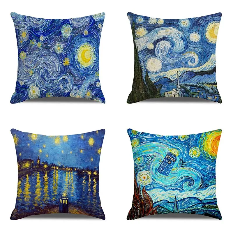 

Vintage art cushion cover Van Gogh oil painting Printed pattern Sofa cushion Cover pillowcase Home decor Party car bedding