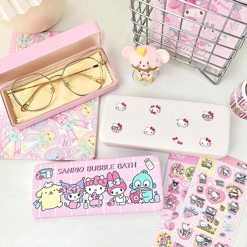 

Милые Hellokittys My Melody почтовые очки из искусственной кожи милые студенческие портативные очки коробка для хранения очков аксессуары для глаз
