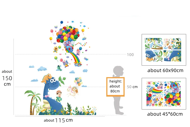 Воздушные шары Настенная Наклейка сделай сам динозавр животные роспись наклейки