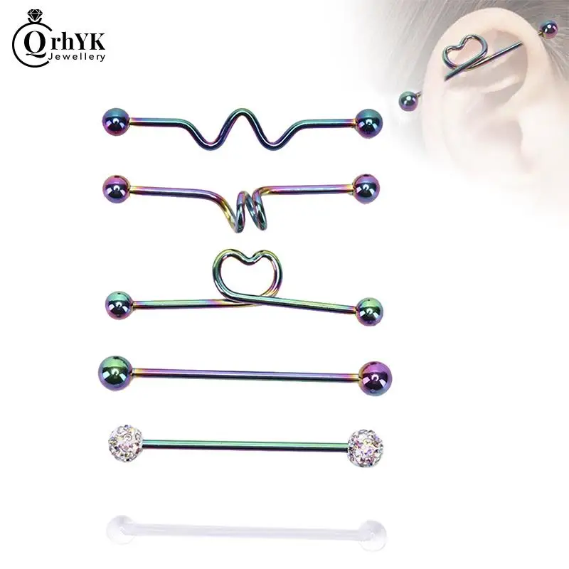 6 шт./компл. Горячая новинка модные промышленные серьги-штанги Сердце Стрела