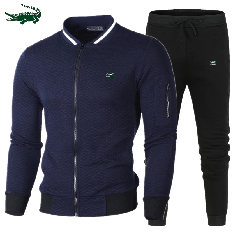 2023 autumn and winter new men's hooded  coat+casual sports pants set S-3XL