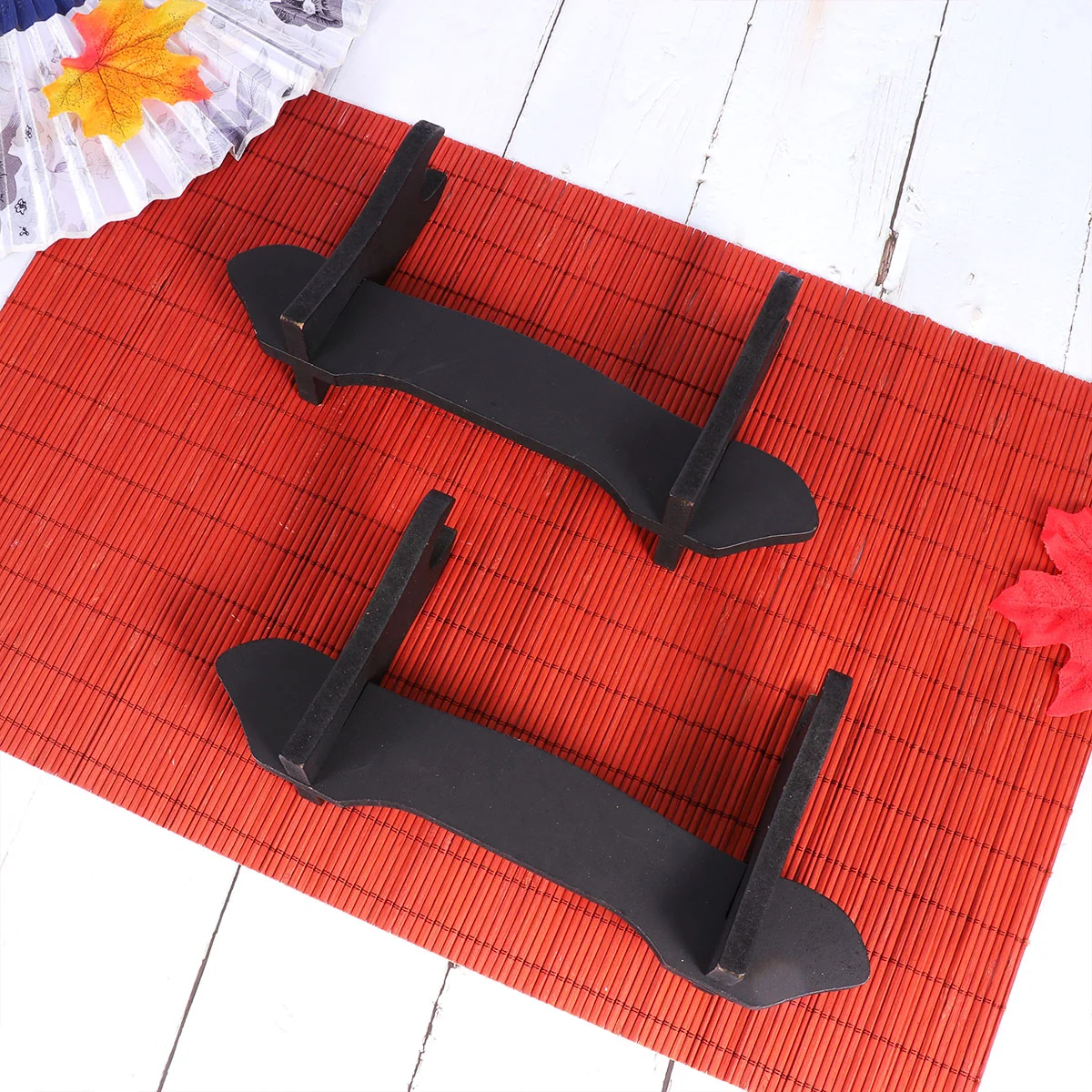 

Stand Display Holder Fan Organiser Folding Hand Decorative Shelf Katana Tier Black Single Wood Handy Sturdy Base