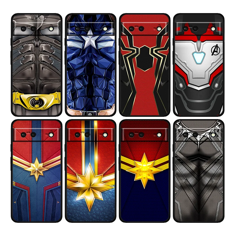 

Avengers Hero Marvel Shockproof Cover for Google Pixel 6 6a 6Pro 5 5a 4 4a XL 5G Black Phone Case Shell Soft Fundas Coque Capa