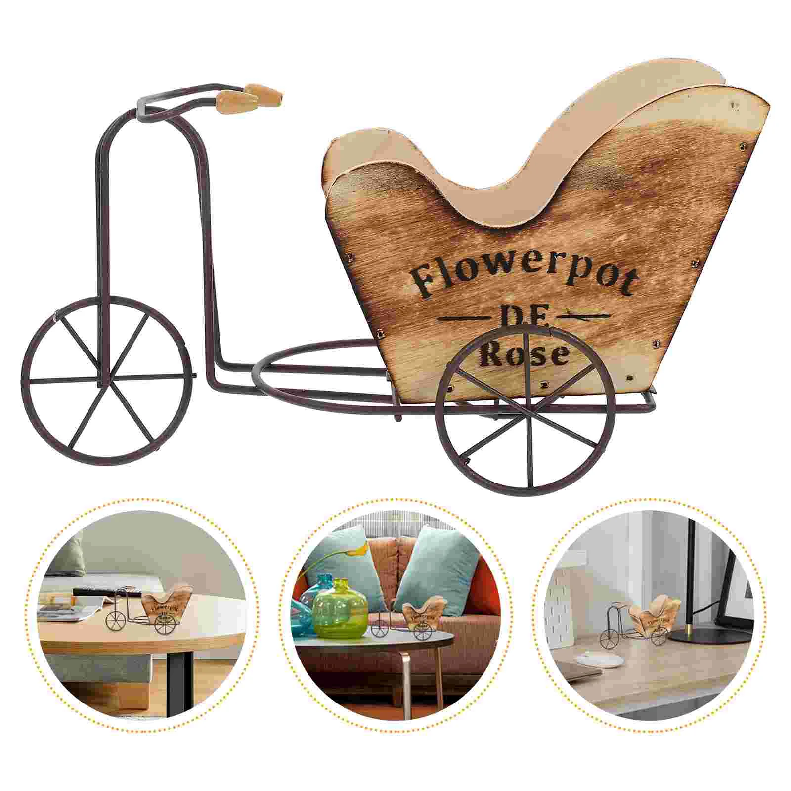 Flowerpot Iron Stand Holder Display Rack Floral Nursery Decor Bike Metal Outdoor Tricycle