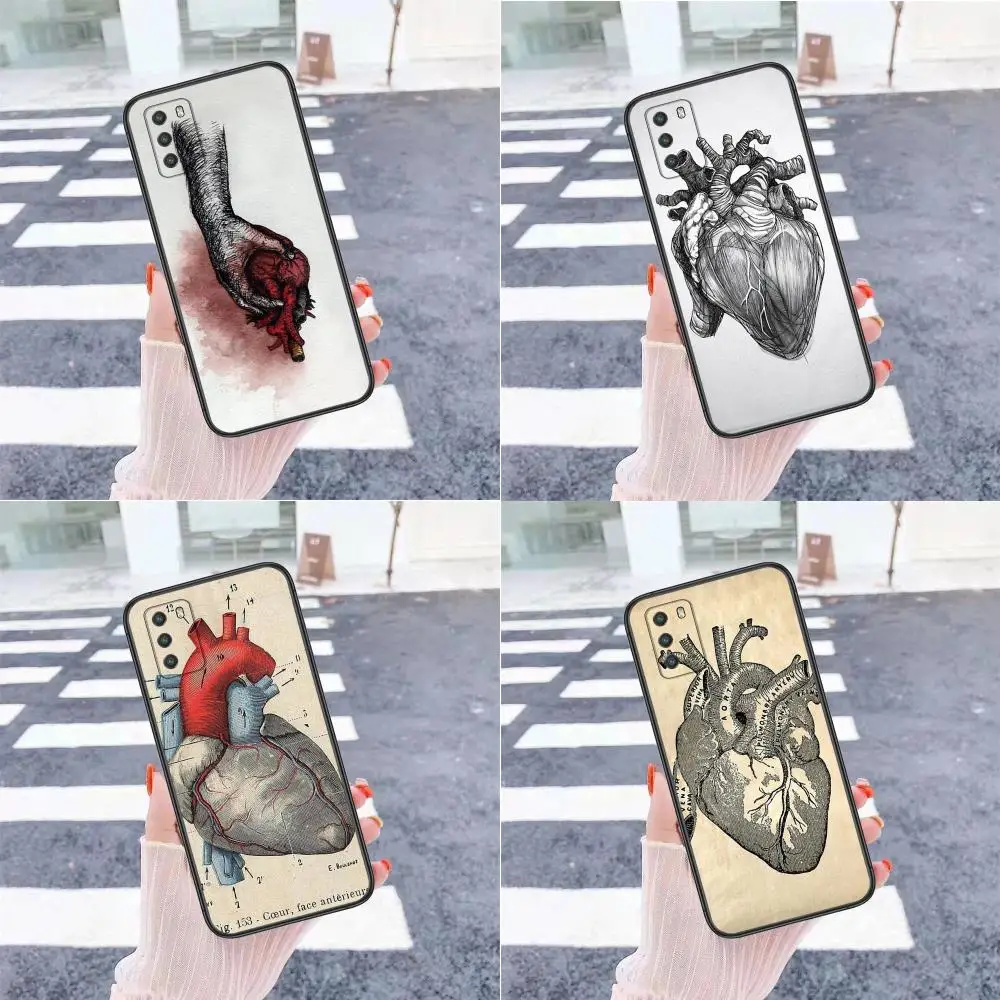 Настраиваемый черный бампер из ТПУ, винтажная медицинская анатомическая схема сердца для Xiaomi Mi11 Mi 11 Pro Ultra Lite 10T 10S Mi9 Poco X3 NFC