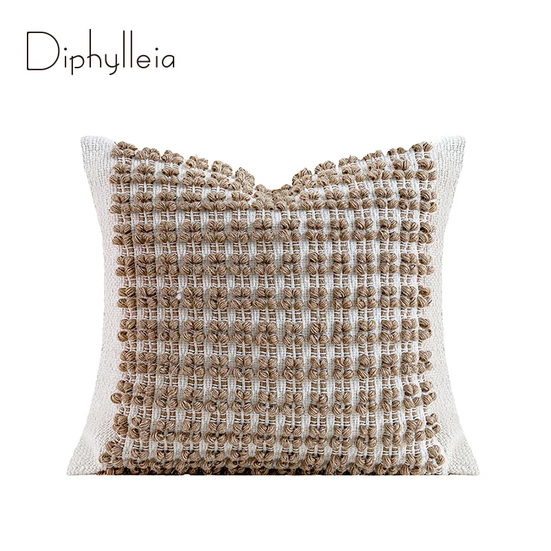 Фото Наволочка Diphylleia Moroccan Neutral Textured для декоративной подушки, в стиле бохо-фармхаус, тканая, 45x45 см, для создания утонченной элегантности в вашем доме №1