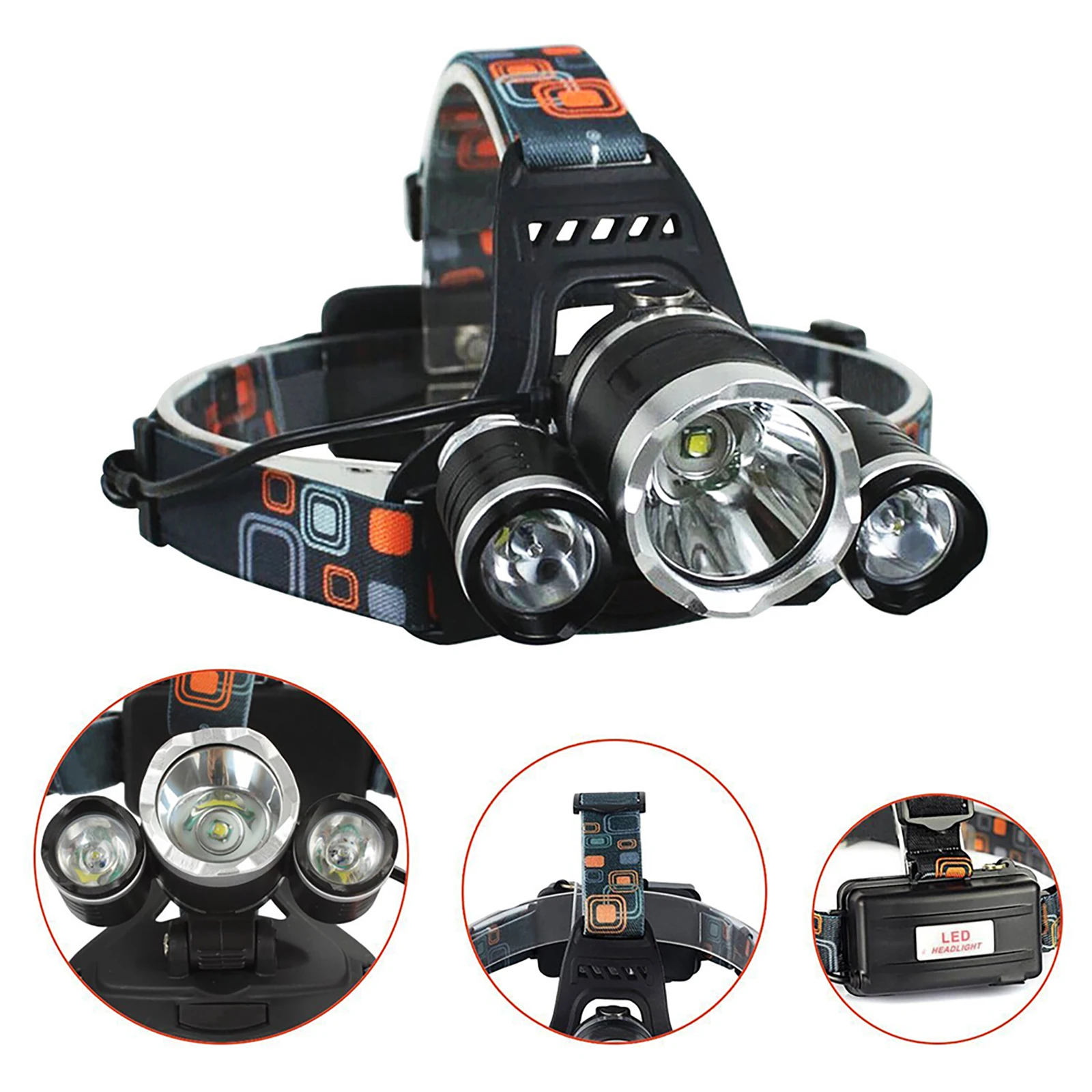 

LED Headlamp Light Outdoor 800 Lumens 3 Modes Headlight Waterproof Head Flashlight Torch Lantern for Hunting Fishing