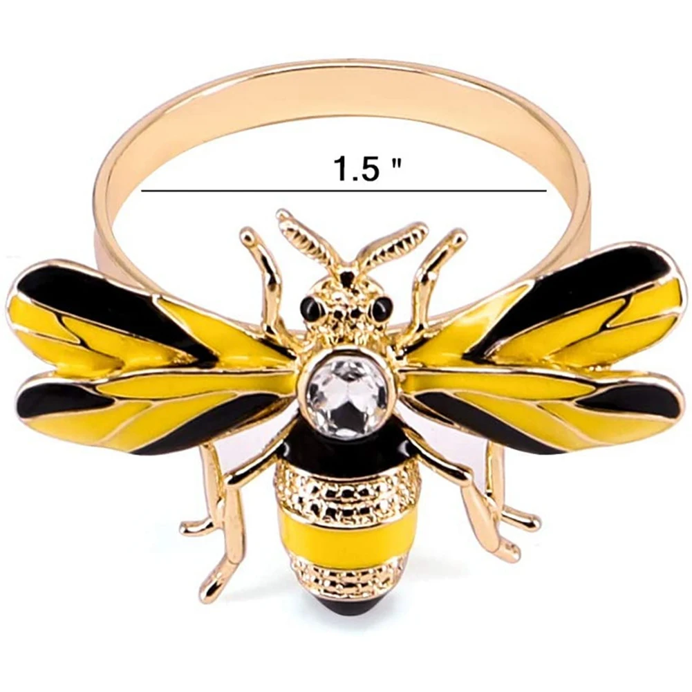 

Set of 10 Bee Napkin Buckle Napkin Ring Alloy Insect Diamond Buckle Paper Towels Napkin Holder