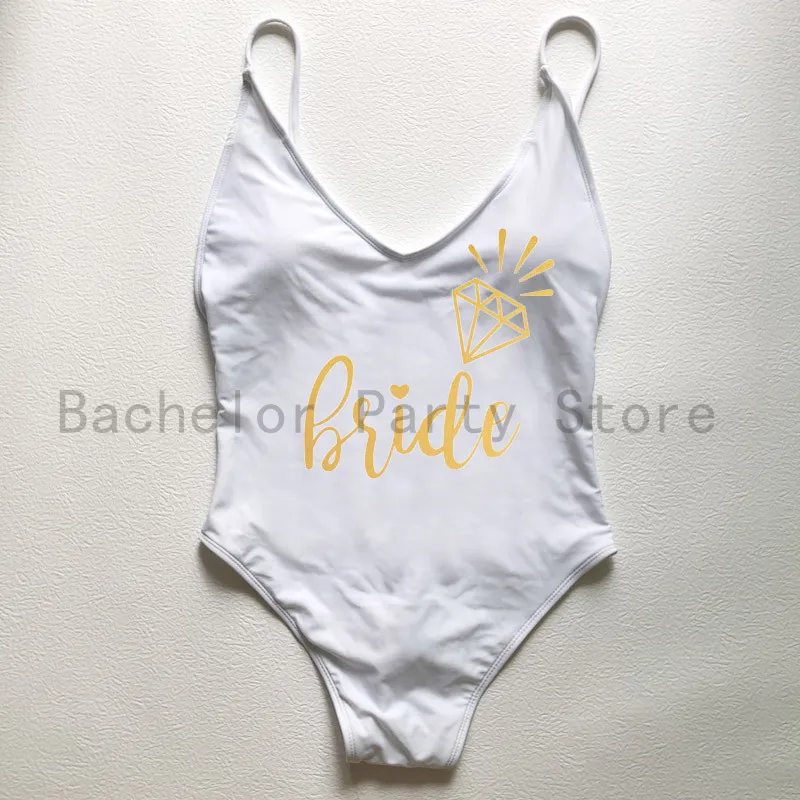 Цельный купальник с подкладкой привлекательный надписью отряд &quotневеста&quot