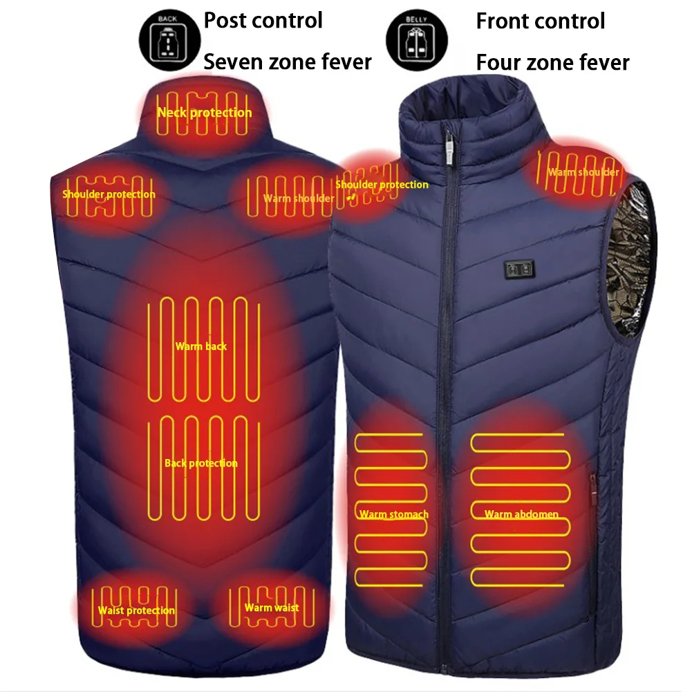 

Men Women 11-Place Smart Electric Heated Vest Winter Thermal USB Heating Jacket Outdoor Sports Warm Clothing Heatable Coat Vests