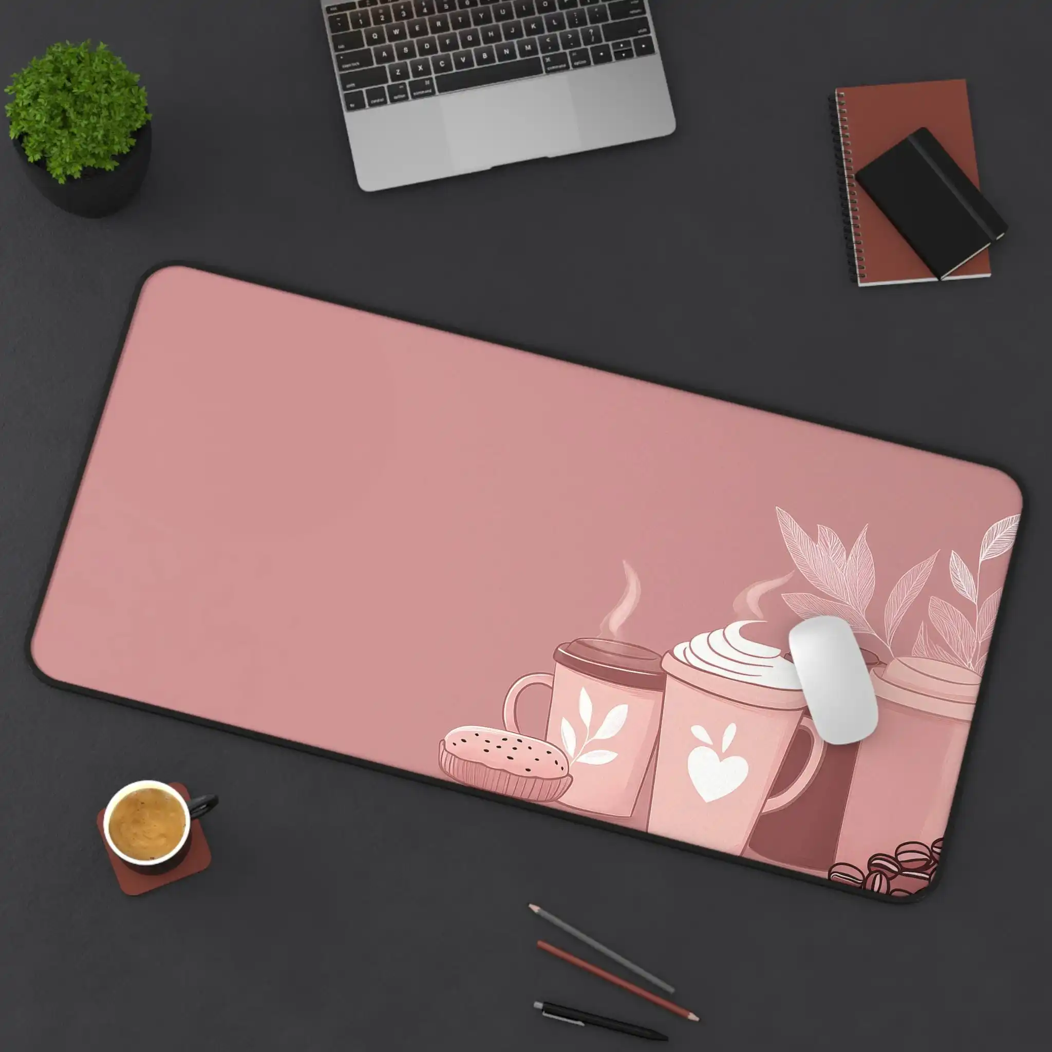 Фото Коврик для стола Coffee Lover, простой коврик для мыши в кофе, большой розовый настольный коврик в стиле бохо, милые аксессуары для кафе для офисных кабин №2