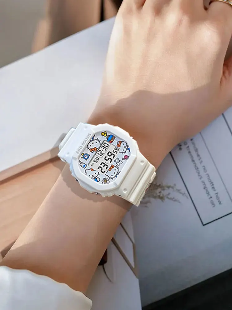 Часы наручные Hello Kitty женские оригинальные спортивные электронные квадратные