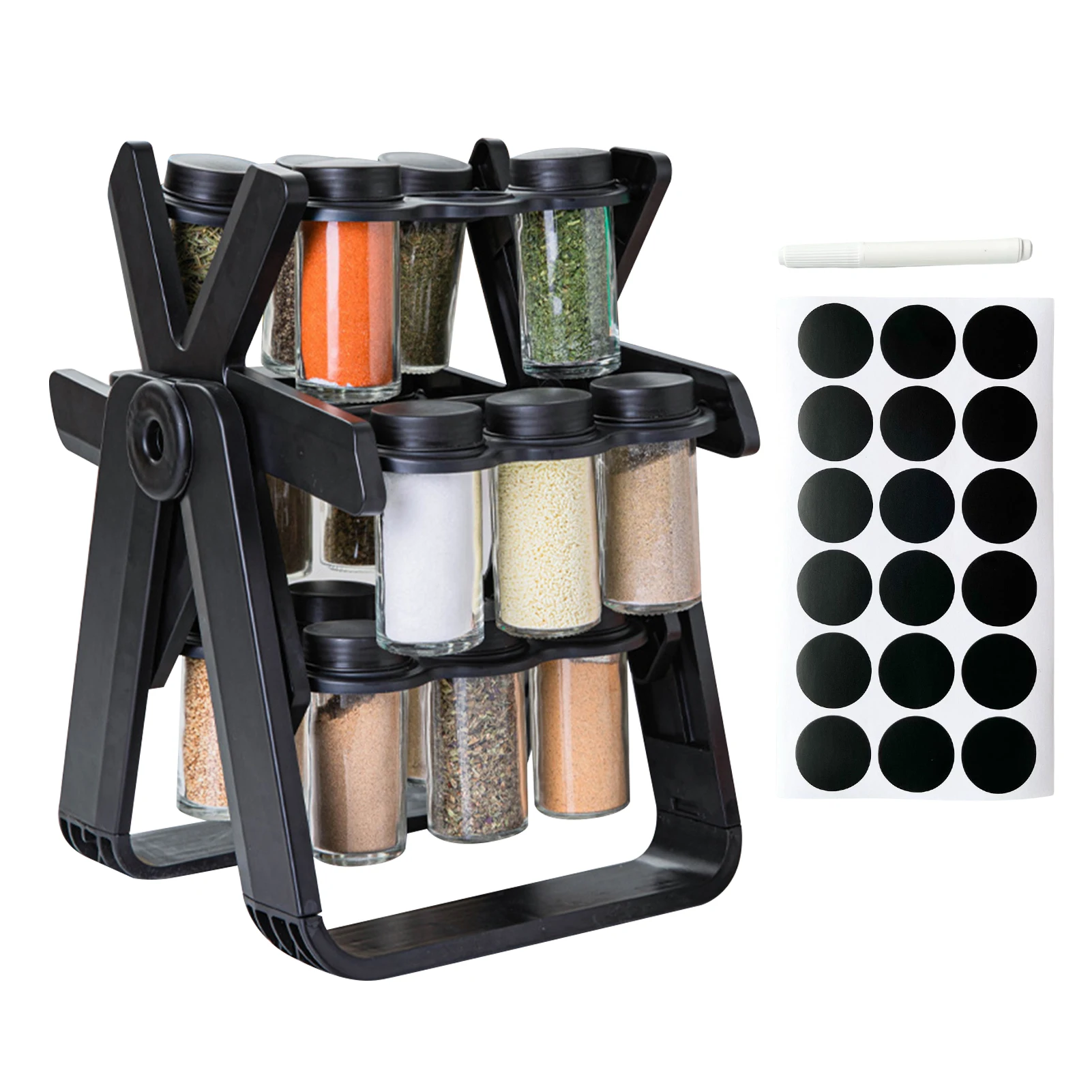 

Rotating Ferris Wheel Glass Seasoning Rack Set Seasoning Bottle Spice Jar Kitchen Shelf Organizer and Storage Kitchen Organizer