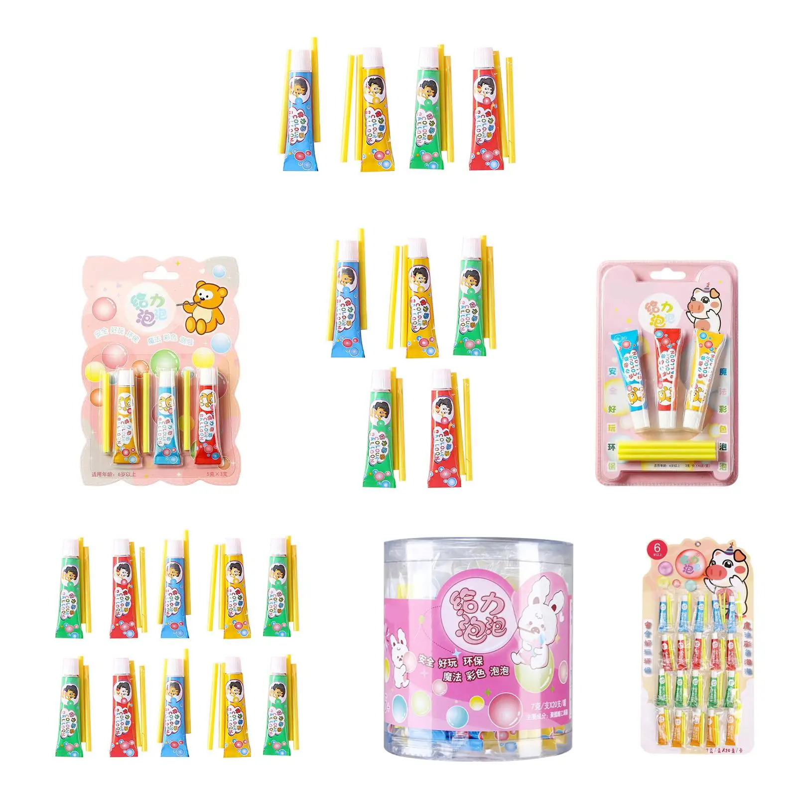 

Blow Bubbles Toys Colorful Cartoon Double Sided Tape Kids Toy for Outside
