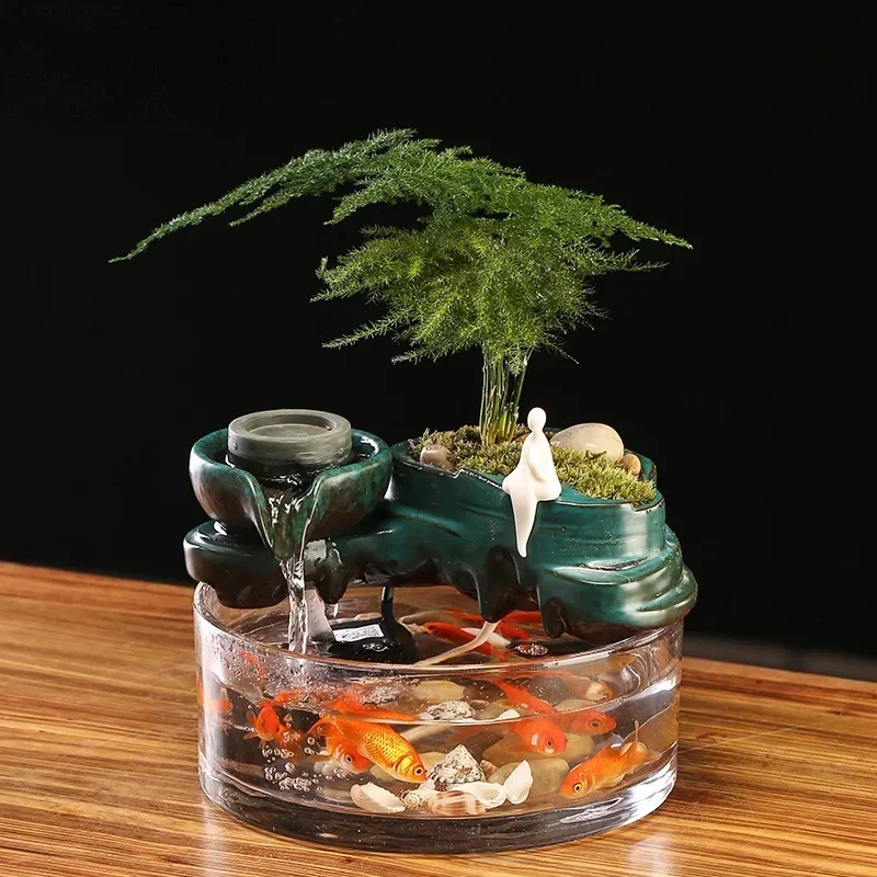 

Flowing water makes money landscape circulating water makes money small fish tank fountain tabletop decoration