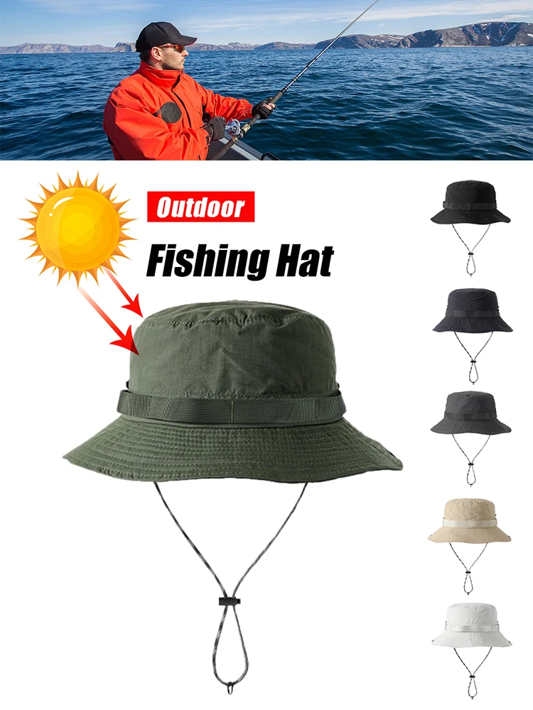 Portable Fishing Hat Quick Drying Waterproof Sun Protection Hat Folding Wide Brim Anti-UV For Fishing Camping Hiking With Bag enlarge