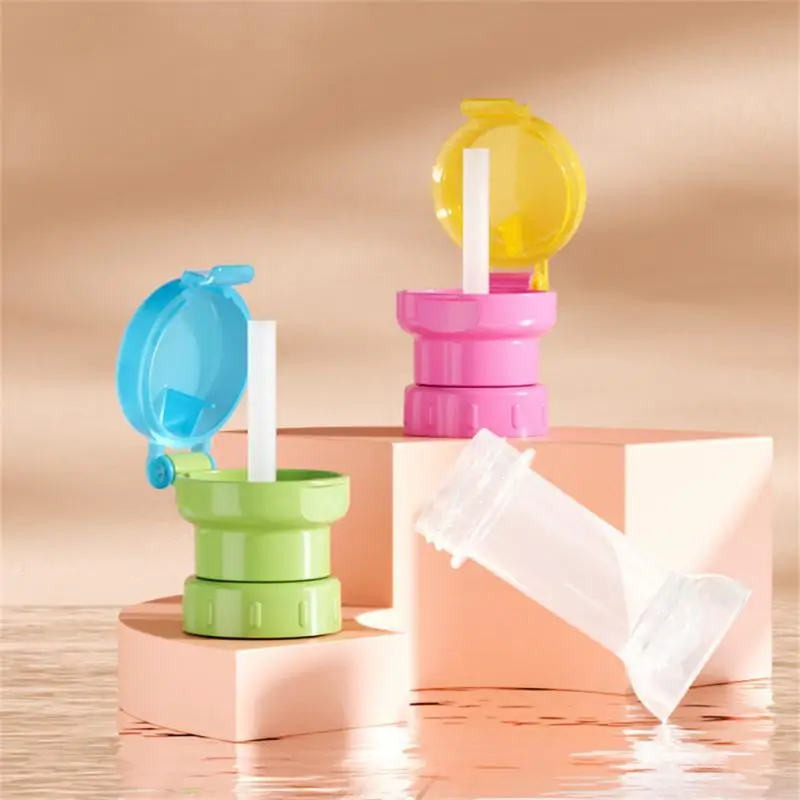 Bottle Mouth Conversion Cap Juice Soda Water Bottle Twist Cover Cap Feeding For Kid Anti-choking Straw Cover Spill Proof Safe