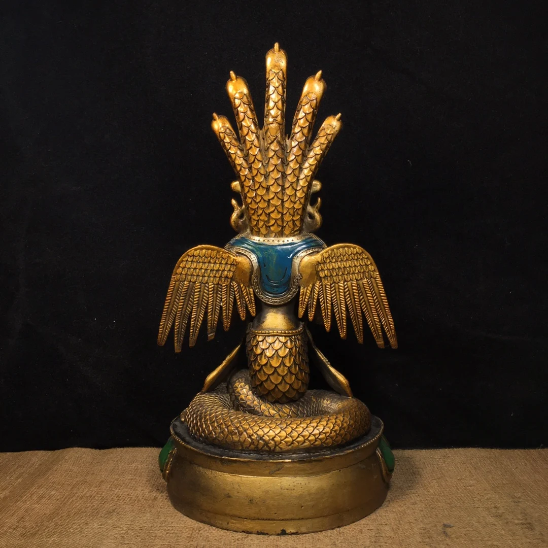 10-дюймовая коллекция тибетского храма окрашенная из старой бронзы Нагараджана