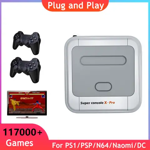 Супер консоль X Pro Ретро видео игровые консоли ТВ бокс до 117000 + игр для PSP/PS1/N64/DC эмуляторы с беспроводными контроллерами