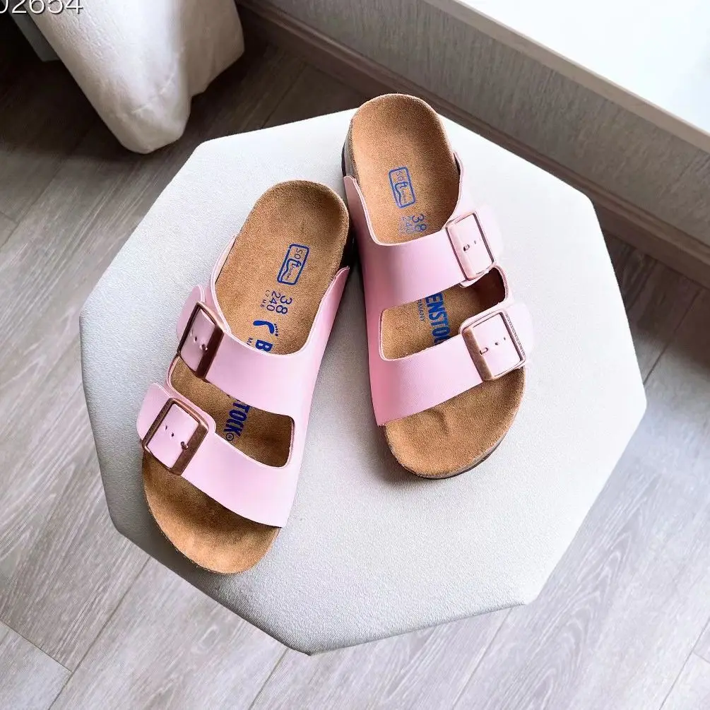 Real Leather Woman Flat Sandals Summer Women's Slippers 2023 New Fashion Man Casual Suede Luxury Brand Lovers Flat Shoes 35-44
