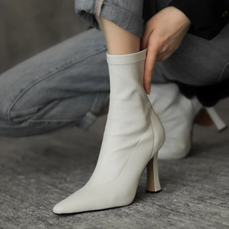 

Zapatos Mujer Women Thin Boots 2022 Autumn Winter High Heel Ankle Boots New In Fashion Pointed Toe Thin Heels Ladie Office Shoes