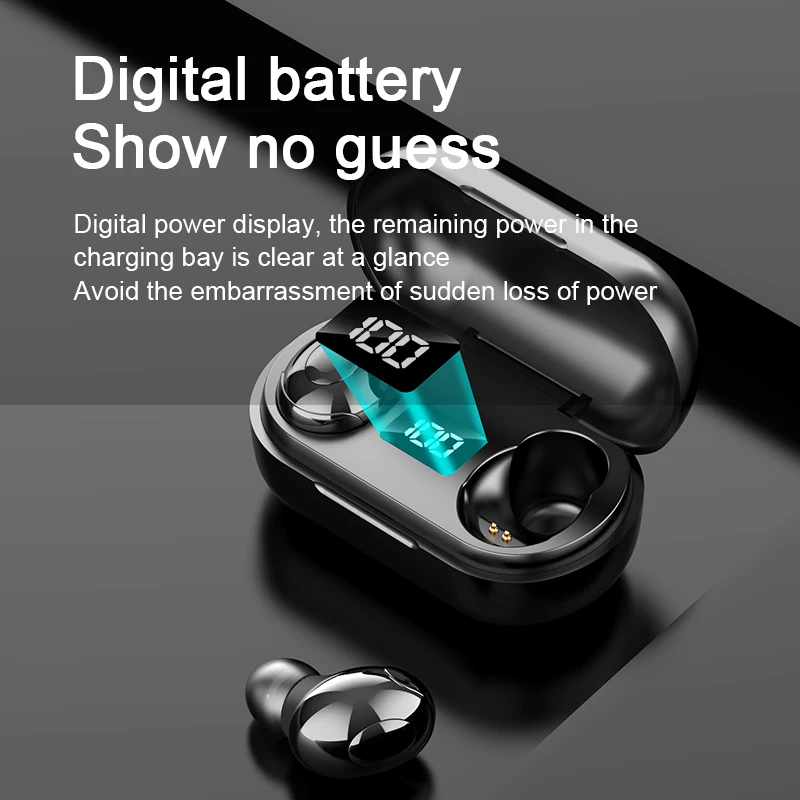 

T8 Wireless Bluetooth 5.0 headset Sports digital display noise reduction ear hanging headphones earbuds TWS earphone
