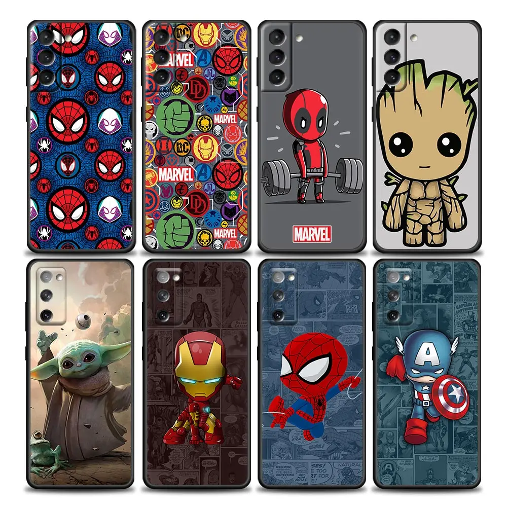 

Cartoon Marvel Logo Spiderman Deadpool S22Ultra Case For Samsung Galaxy S21 S20 FE S22 Ultra S10 S9 S8 Plus 5G Phone Cover Funda