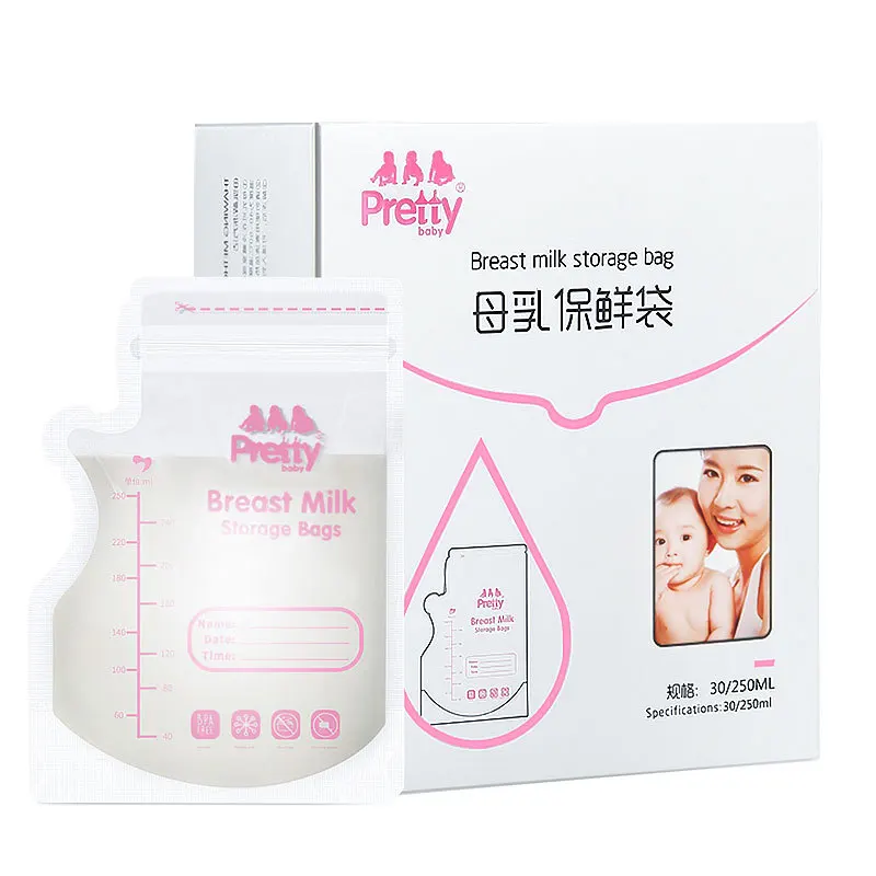 New disposable Breastmilk Storage Bags 250ml Breast milk preservation bag Freezer Bags for Breastfeeding Storage 30pcs BPA Free