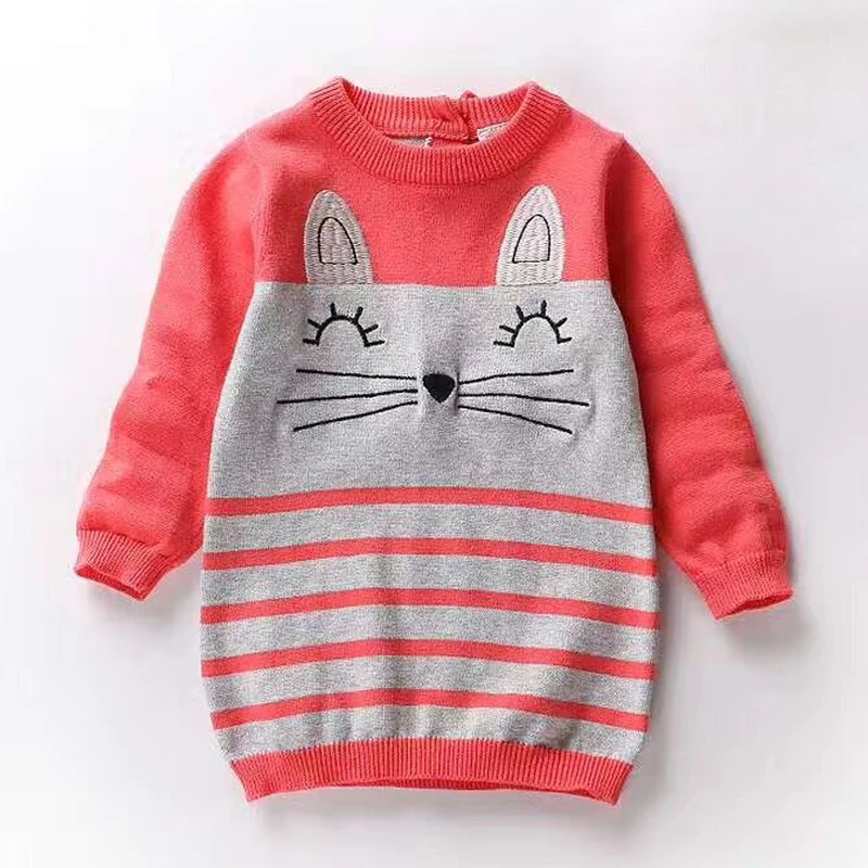 

Baby Girls Knitted Dress Red Knitwear Dress For Girl Long Sleeve Sweaters Clothes Kids Dresses Children's Clothing 12 m-36 m