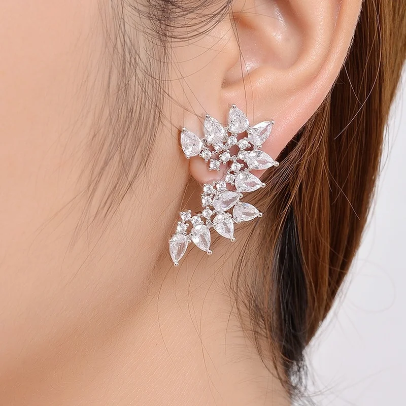 

RAKOL Luxury Water Drop Cut Cubic Zirconia Dangle Earrings For Women INS New Fashion Jewelry Bridal Dress Accessories Gift