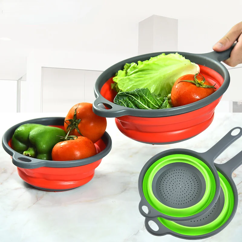 

Foldable Drain Basket Strainer with handle Kitchen Fruits and Vegetables Washing Basket Kitchen Wash Gadgets Akcesoria Kuchenne