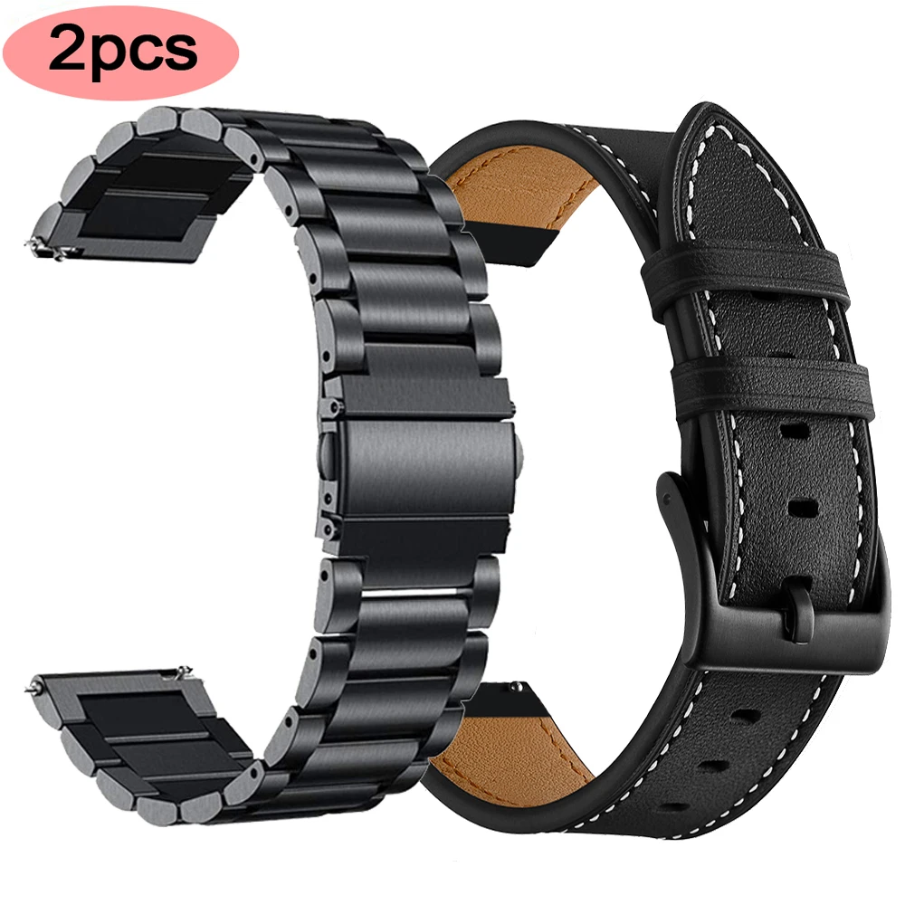 

22mm Leather Metal Wrist Strap For Amazfit GTR 47mm Bracelet For Xiaomi Amazfit Pace/Stratos 2 3/GTR2/GTR 2e/GTR3 Pro Watchband