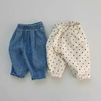2022 spring new baby loose denim pants fashion infant girls dot print trousers cute toddler boys jean pants baby clothes