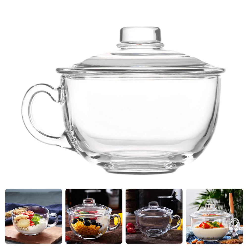 

Bowlbowls Soupcereal Salad Lid Dessert Serving Noodle Breakfast Container Pasta Cups Fruit Mugcup Handle Ramen Coffee Clear