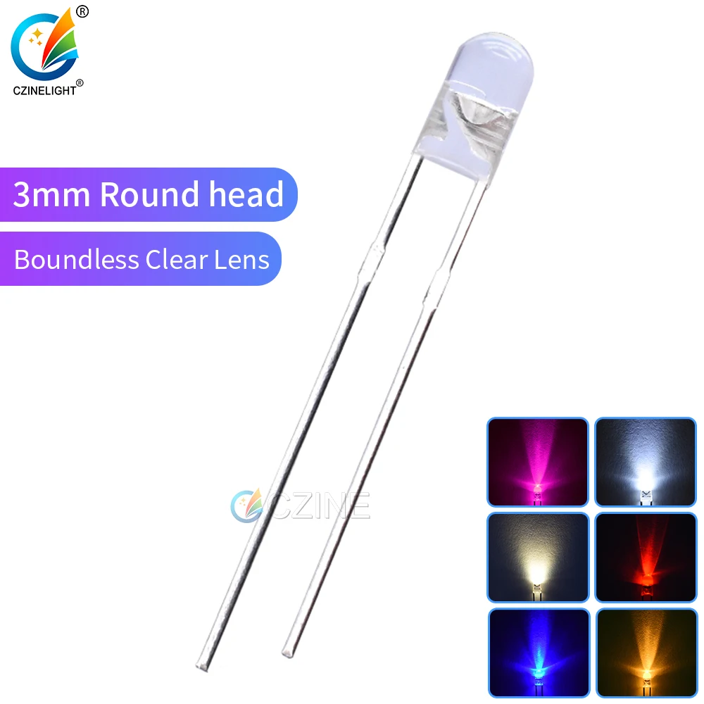1000 шт./упаковка ультраяркие светодиодные лампы 3 мм