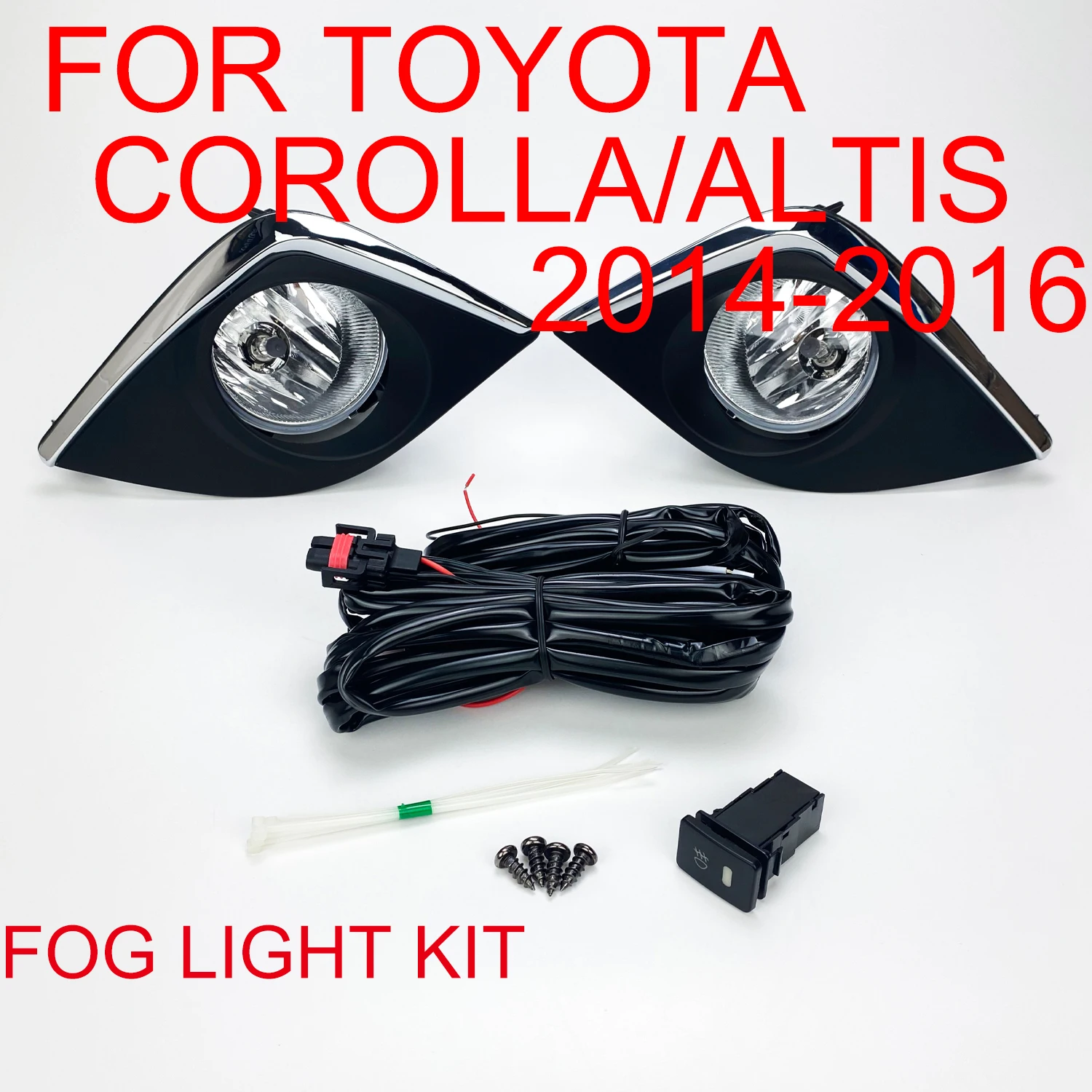 Комплект противотуманных фар на передний бампер для Toyota Corolla Altis L / LE ECO 2014 2015 2016 (тип США) с переключателем ламп и проволочной панелью Комплект противотуманных фар на передний бампер для Toyota Corolla Altis L / LE ECO 2014 2015 2016 (тип США) с переключателем ламп и проволочной панелью