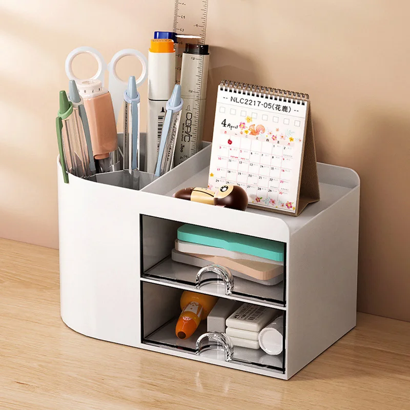 

Simple Stationery Organizer Multifunction Holder Pen With Desk Box Drawer Storage Office Desktop Student Decorations